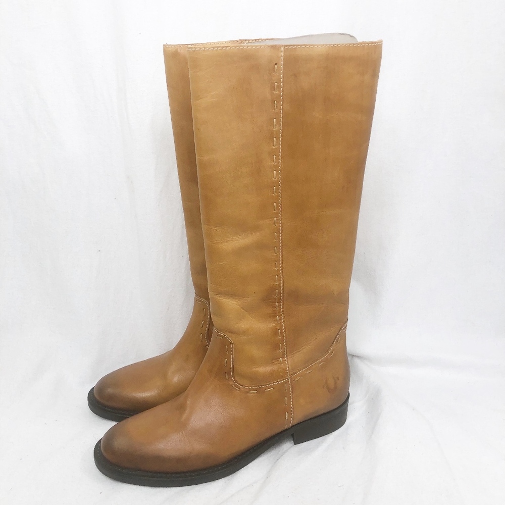 True Religion Maddy Camel Leather Boots 7 Shoes